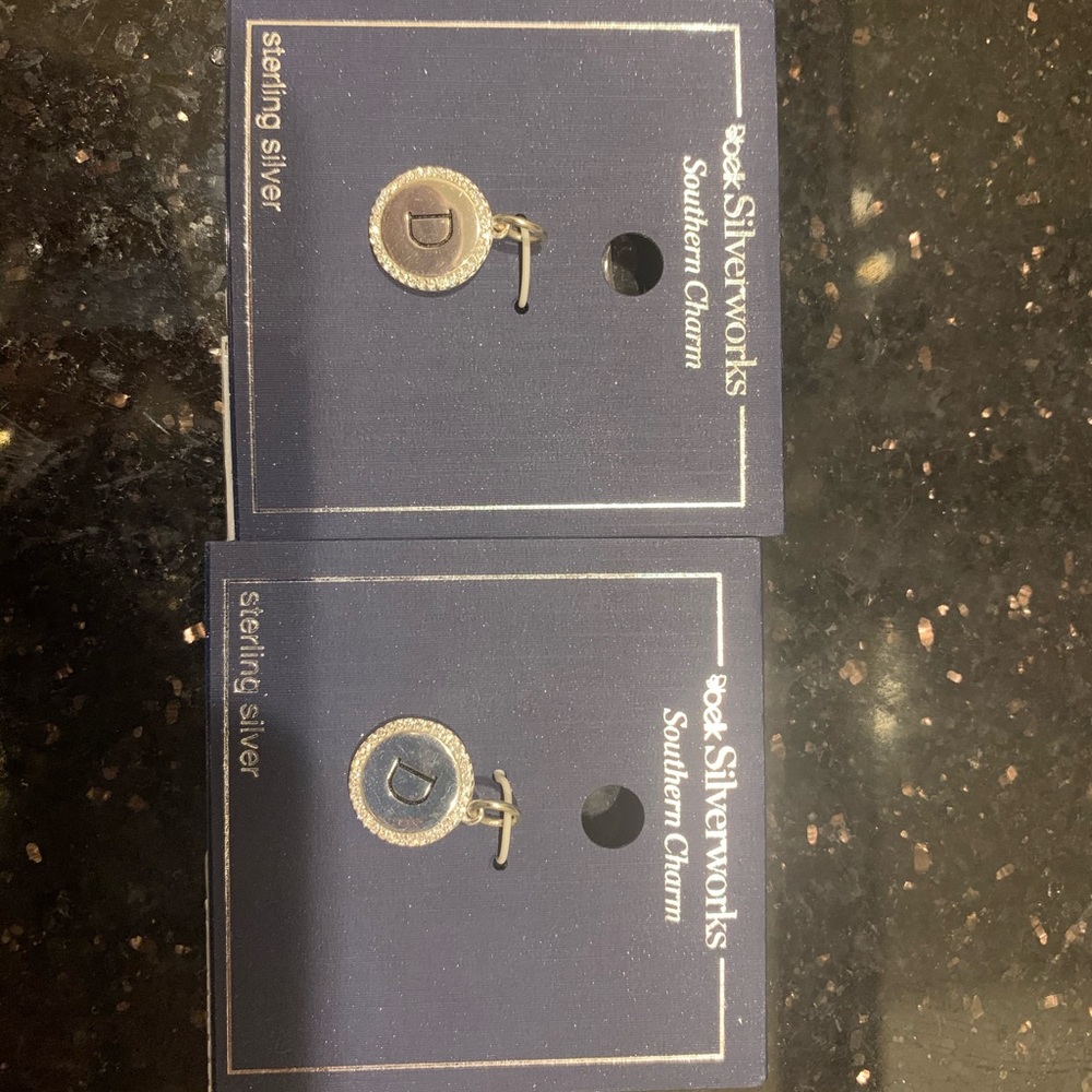 Belk, sterling silver D charms. NWT